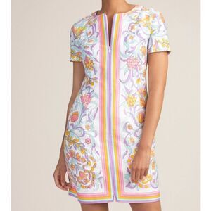 Trina Turk 100% Cotton Arboretum Zip Front Paisley Print Dress